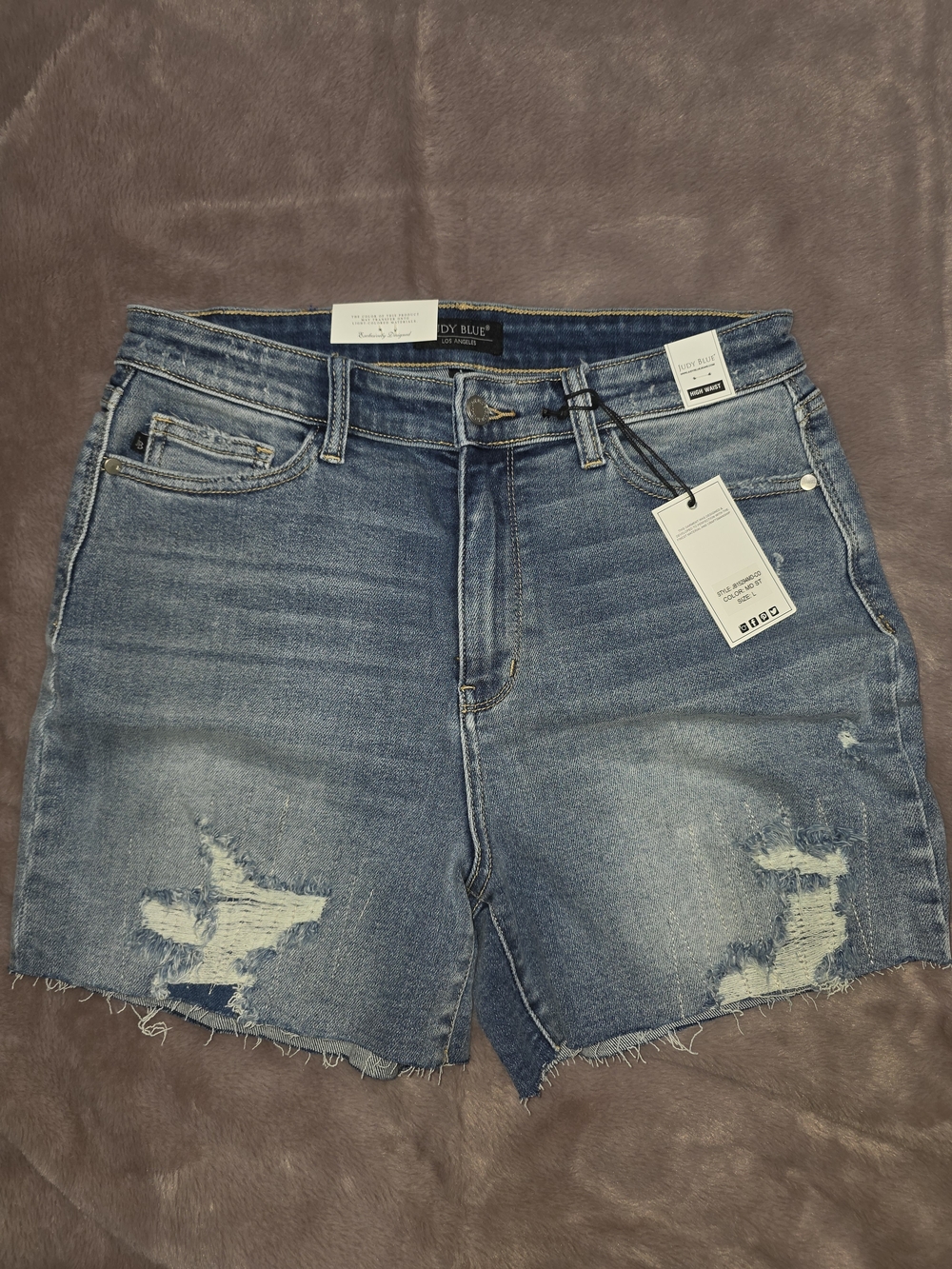 Judy Blue High Rise Distressed Denim Shorts